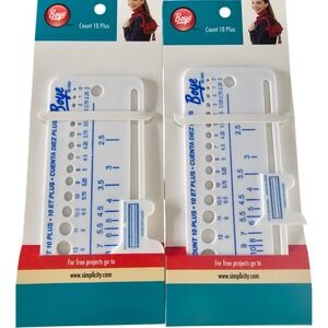 Boye Count 10 Plus Needle Check Stitch & Row Gauge Knitting Crochet Tool 2 Pack